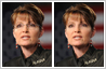 Photo retouching, photo editing used to remove glasses from Sarah Palin's face