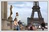 Photo editing and photo manipulation used to chnage background and create Eiffel Tower holiday picture for Shilpa Shetty and her husband - July 19, 2010
