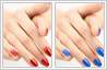 Change finger nail colour with photo editing. Red nail enamel changed to blue!