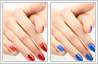 Change finger nail colour with photo editing. Red nail enamel changed to blue!
