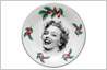 Marilyn Monroe photo transferred onto Christmas decorated plate