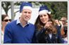 Blue Santa hats added with photo editing