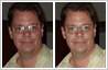 Eyeglass glare removal with photo editing