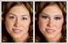Eye make-up and rouge added to actress' close-up photograph