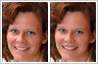 Photo retouching for skin smoothing and lip plumping by professional retouch artist.