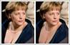 This is a photo editing example in which the shadow has been removed in Chancellor Merkel's famous plunging neckline photo.