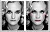 Photo retouching example showing special effects added to Diane Kruger's black & white photograph
