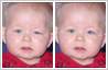 Open baby's partially closed eye in picture with photo editing