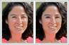 Woman's squinchy eyes fixed with photo editing; half-closed eyes have been opened