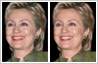 Hillary Clinton's yellow teeth have been whitened with the use of photo editing