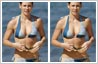 Photo retouching example that shows transformation of an unattractive boyish shape to a sexy womanly figure.