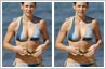 Photo retouching example that shows transformation of an unattractive boyish shape to a sexy womanly figure.