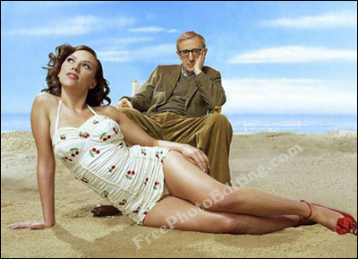 Beach ball removed from Woody Allen / Scarlett Johansson photo on the beach