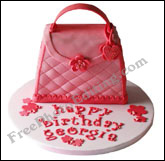 'Happy birthday' icing plate with girlie handbag