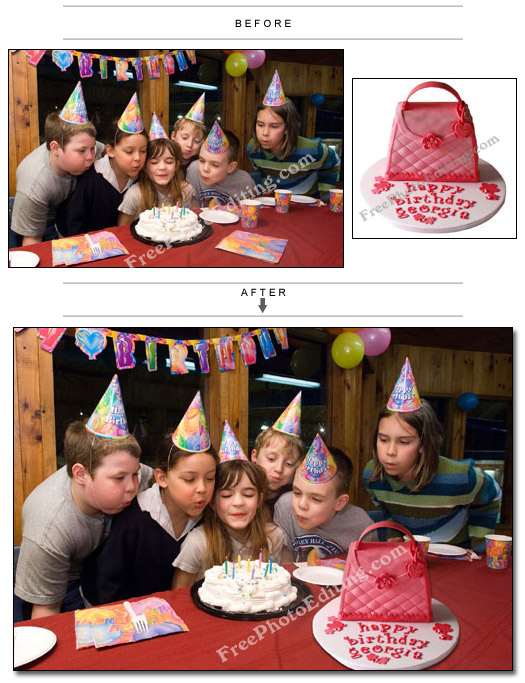 'Happy birthday' icing plate with girlie handbag added to children's birthday party photo