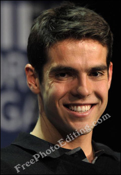 Microphone removed from Brazilian footballer Kak&aacute;'s photograph