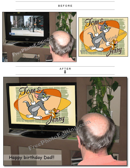 Mature, balding man sitting on couch watching Cartoon Network on TV