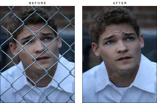 This is an edited photo of a prisoner. As in the original photo seen above, he is peering out from behind the meshed boundary of the jail periphery. The mesh has been removed with photo editing.