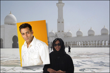The young woman in this photo wants Salman Khan to be placed beside him. The photo after editing can be seen below.