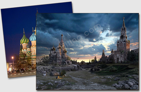 Photo manipulation required to move Superman into the Red Square photo. The photo after editing can be seen below.