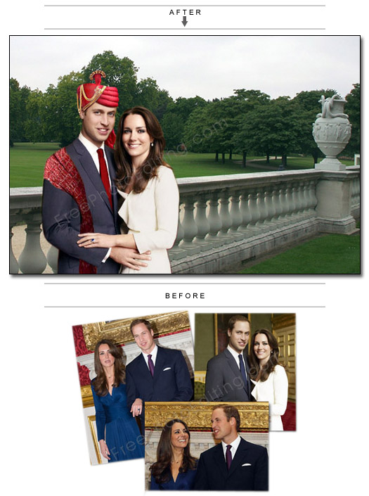 This is a photo editing example in which Prince William is seen wearing a Maharaja turban over his regular formal suit. 
