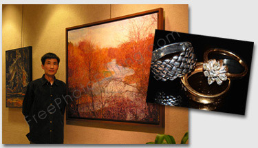 The landscape painting is to be replaced with the jewellery photo blow-up. The photo after editing can be seen below