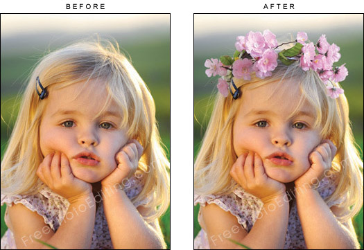 Child photo retouching example, before and after picture.