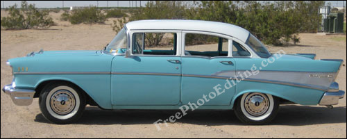 Light blue 1957 Chevrolet 210