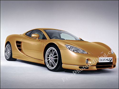 Ascari race car photo edited to make car look golden brown.