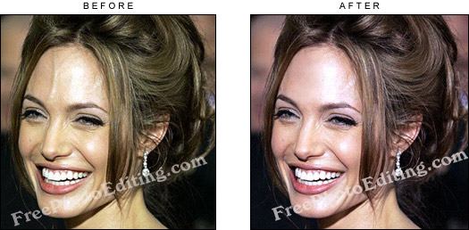 Veins on Jolie's forehead have been touched up with photo editing