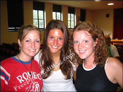 Three young girlfriends with terrible facial shine and sunburn