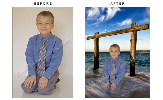 Replace plain photo background editing service