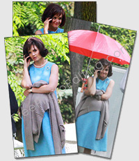 Photo editing required: This is a bunch of Katie Holmes photos taken while she was shooting for the new mini-series 'The Kennedys in Cobourg'. She is playing the role of Jackie Kennedy when she was pregnant as First Lady.