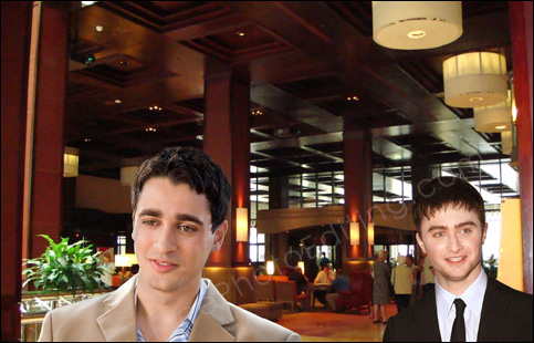 This is a photo editing sample in which two people from different photos (seen above) have been placed in a single photo. 