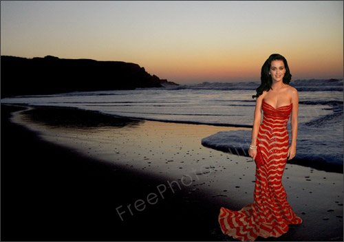 This is a photo manipulation example in which the background has been changed in a Kate Perry Oscar party photo. The original photo can be seen above.