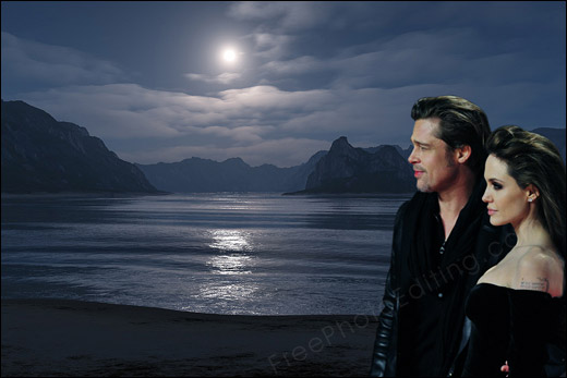 This is a photo manipulation, photo retouching example in which the subjects have been removed from a party scene and placed in the outdoors on a beach by full moon night. The original photo can be seen above.