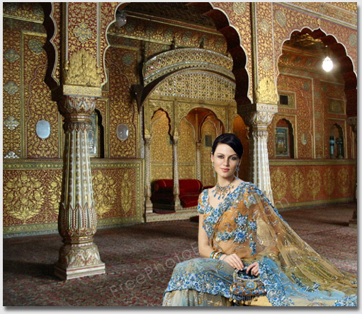 This is an example of photo manipulation and photo editing. Yana Gupta has been moved to the interiors of the Junagarh fort. The original photo can be seen above.