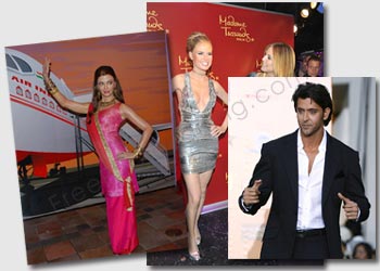 The requirement is to show Hrithik Roshan's statue at Madame Tussauds standing beside Aishwarya Rai's