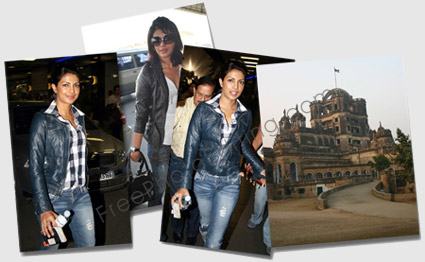 Photo editing, photo manipulation required to merge photo of Priyanka Chopra with photo of her old school, La Martiniere Girls' School. The merged photo can be seen below.