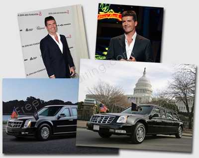 The photo editing job is to place Simon Cowell in a picture with the world's most expensive Cadillac limousine.