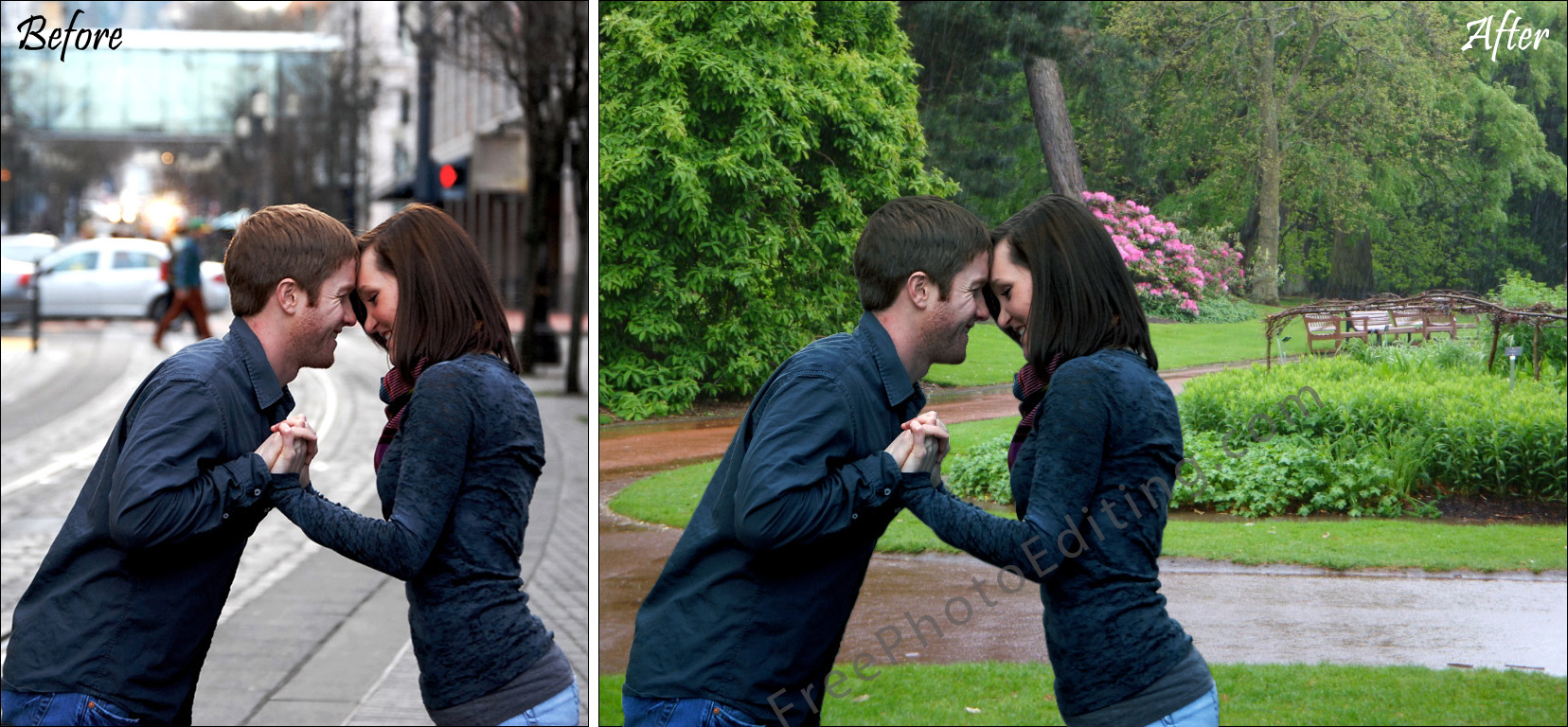 Romantic background photo editing