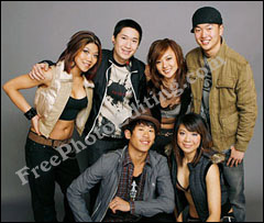 This is a photo of American Idol dance group Kaba Modern. This group, from Orange County, CA, has six members -- Yuri Tag, Tony Tran, Mike Song, Lawrence Kao, Cindy Minowa and Jia Huang. They rocked in American Idol's competitive group dance series 'Americas Best Dance Crew' of February 2008.