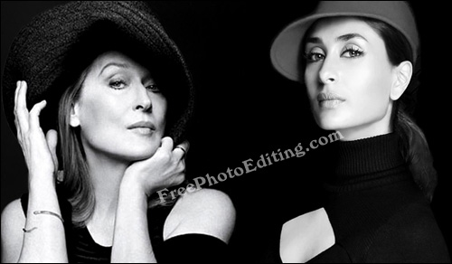 Meryl Streep and Kareena Kapoor share a striking resemblance. Their photos (from different eras) have been merged together into a single frame