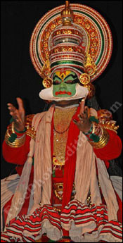 Kathakali dancer performing on stage