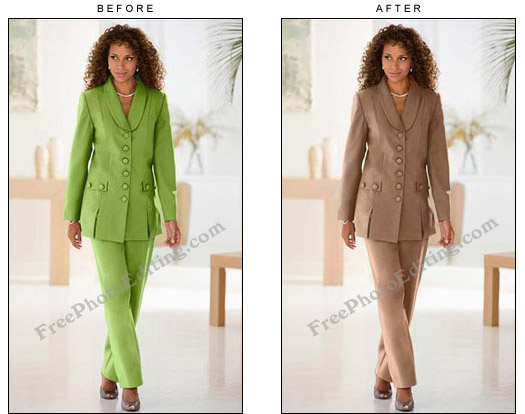 Ladies green colour formal business suit changed to brown