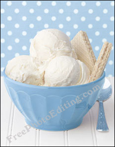 Bowl of vanilla ice cream