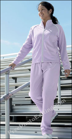 Pink ladies tracksuit changed to lilac colour with the help of photo editing