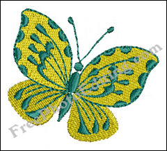 Embroidery of butterfly pattern in dull colours