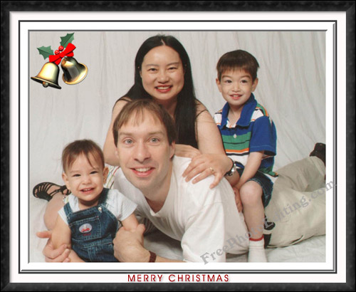 Option 1: Christmas holly and frame added to family photo.