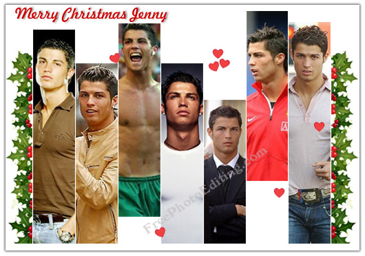 Soccer supersatar Cristiano Ronaldo photo collage as Christmas gift